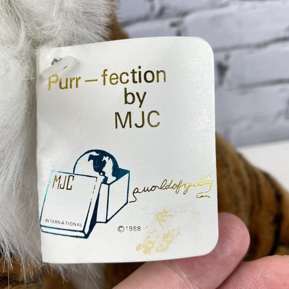 TIGER and BABY Purr-fection MJC Plush Toy 13" Tall Original Hang Tag Vintage - Picture 10 of 11